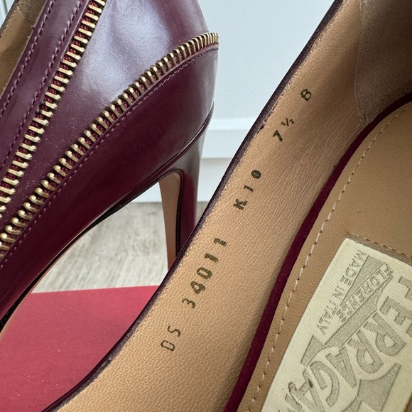 Salvatore Ferragamo Rory Bem Corniola Calf Shoes 7.5B in Burgundy - Picture 4 of 6